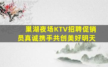 巢湖夜场KTV招聘促销员真诚携手共创美好明天